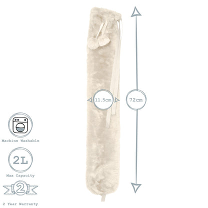 Long Hot Water Bottle Cover - Plush - Cream