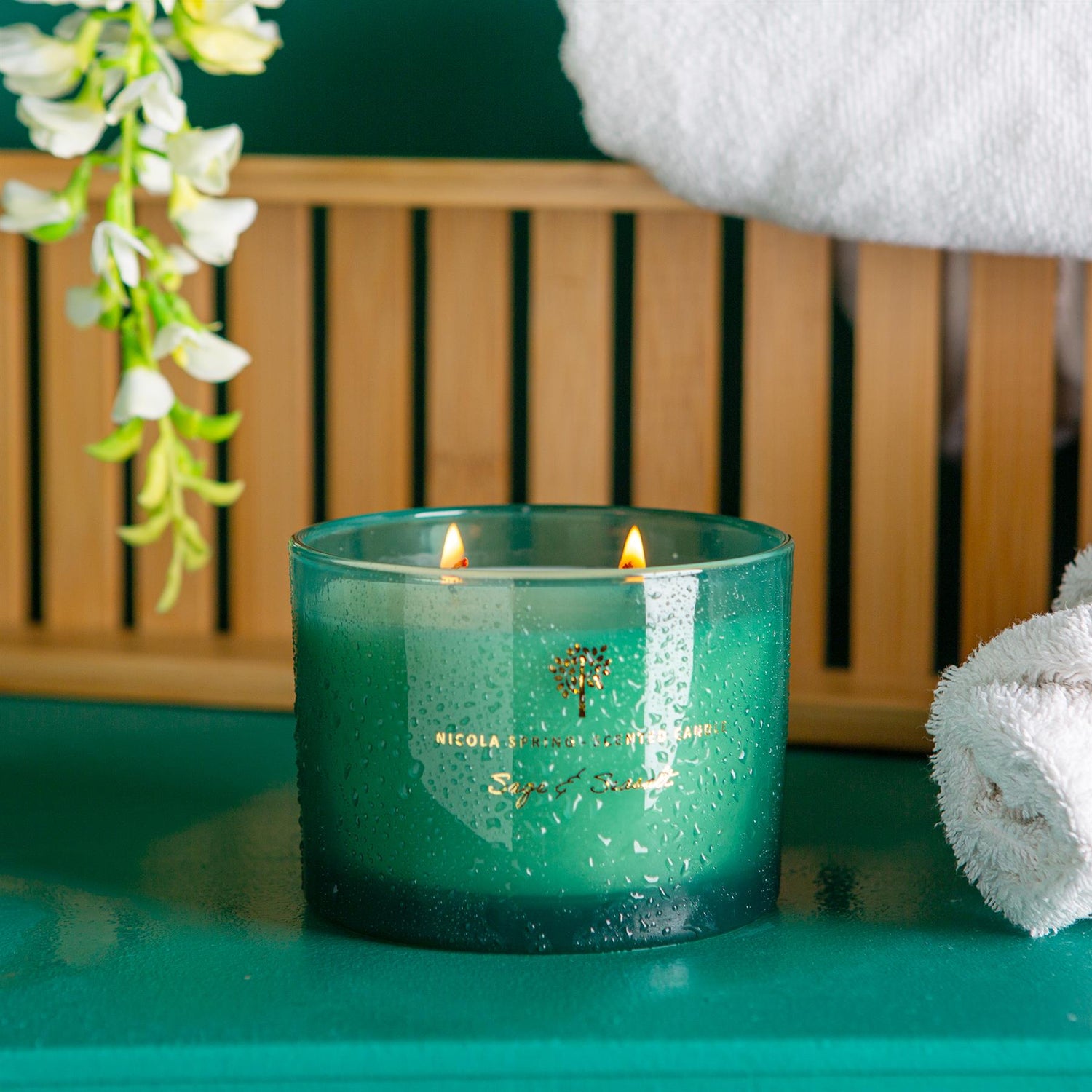 350g Double Wick Sage &amp; Seasalt Soy Scented Wax Candle