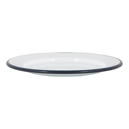 White Enamel Side Plate - 20cm - Navy