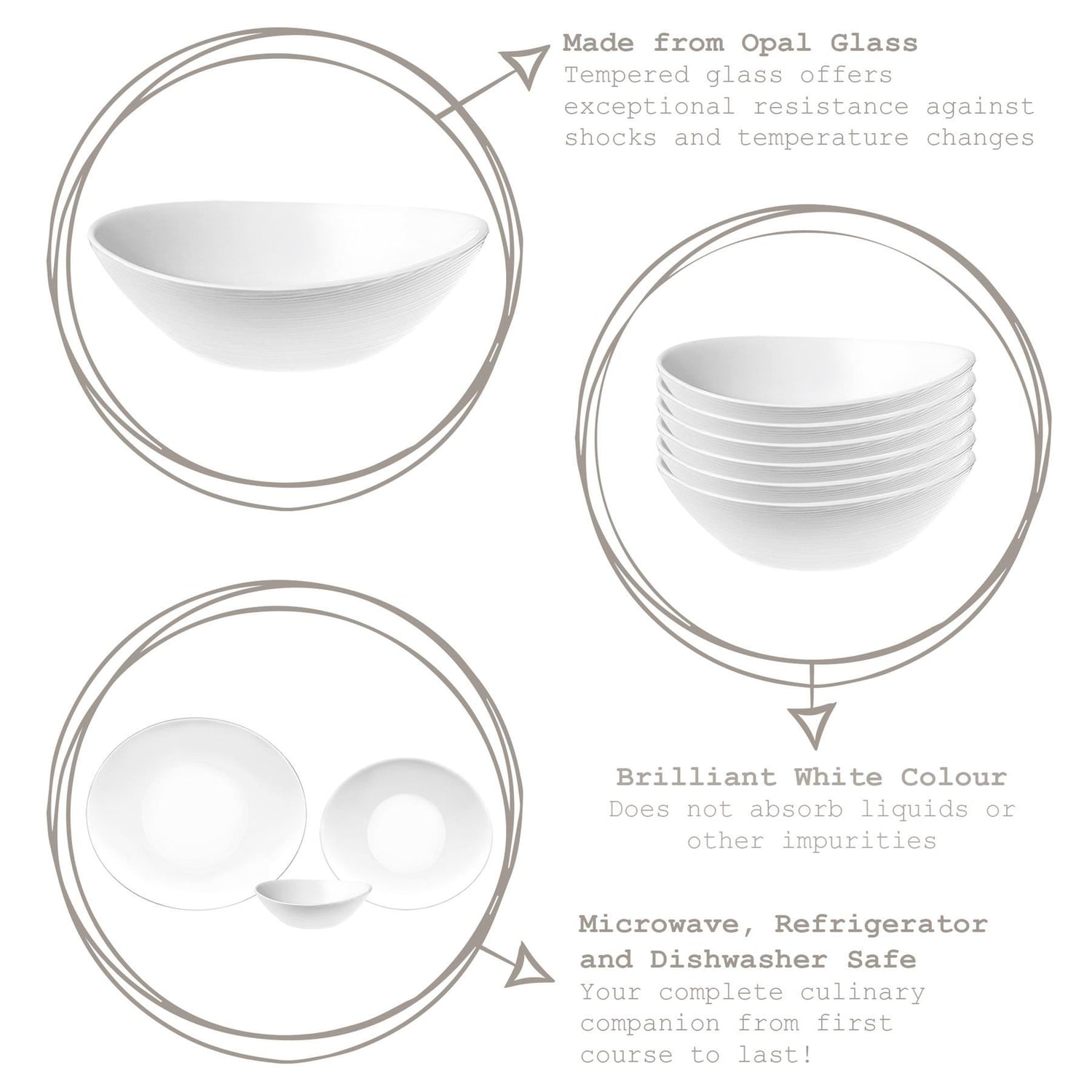 White 15cm Prometeo Oval Glass Cereal Bowl