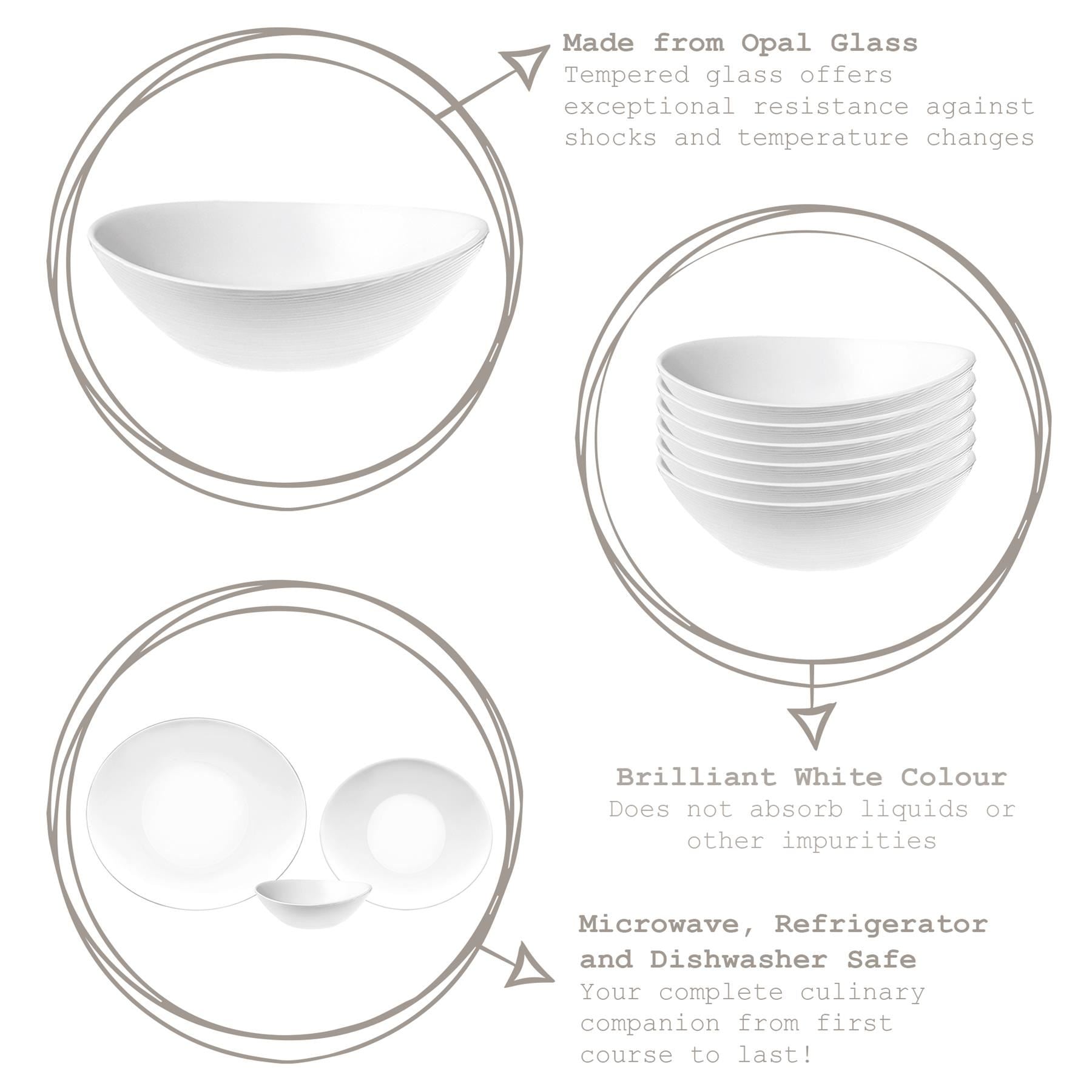 White 15cm Prometeo Oval Glass Cereal Bowl