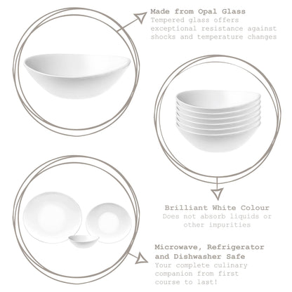 White 15cm Prometeo Oval Glass Cereal Bowl