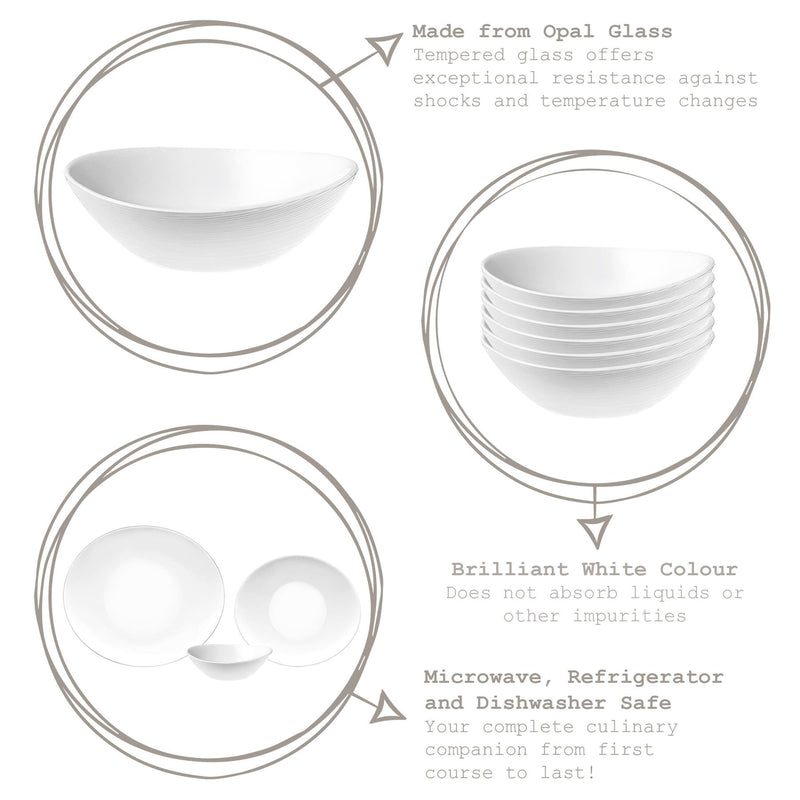 White 15cm Prometeo Oval Glass Cereal Bowl - By Bormioli Rocco