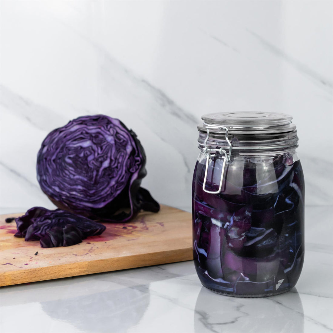 Glass Storage Jar - 1 Litre - Black Seal
