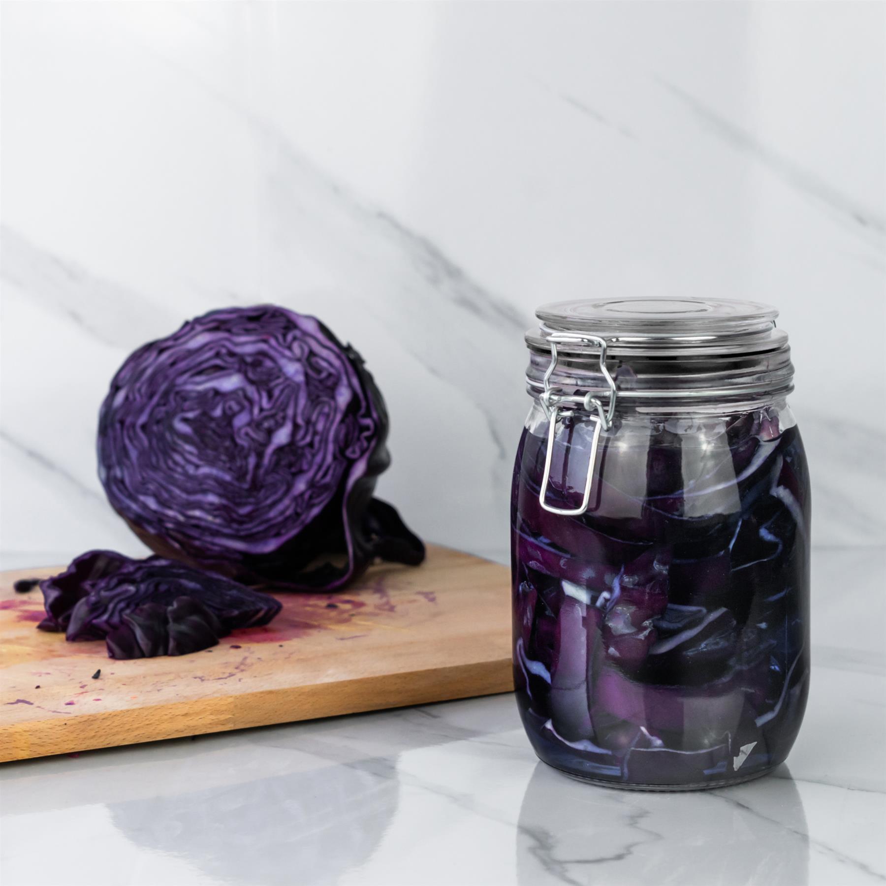 Glass Storage Jar - 1 Litre - Black Seal