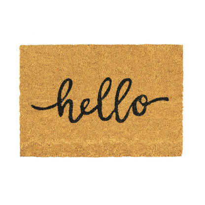 Nicola Spring Non-Slip Coir Door Mat - 60 x 90cm - Hello | Rinkit.com