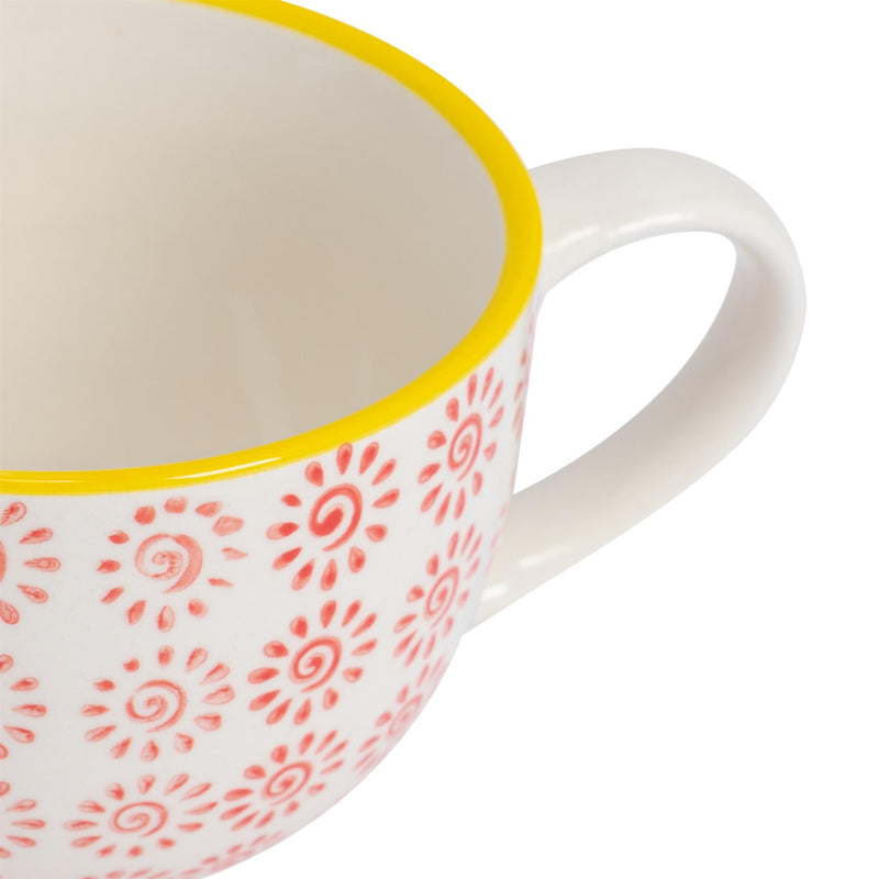 Nicola Spring Hand-Printed Cappuccino Cup - 250ml - Red