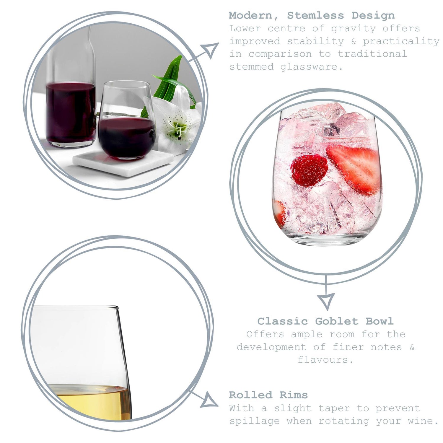 Gaia Stemless White Wine Glass - 360ml