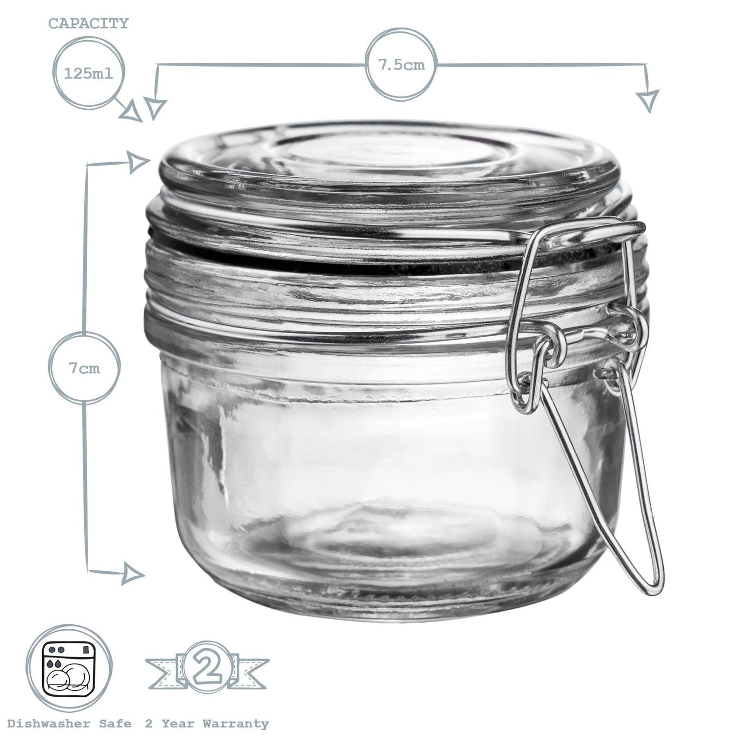 Glass Storage Jar - 125ml - Black Seal