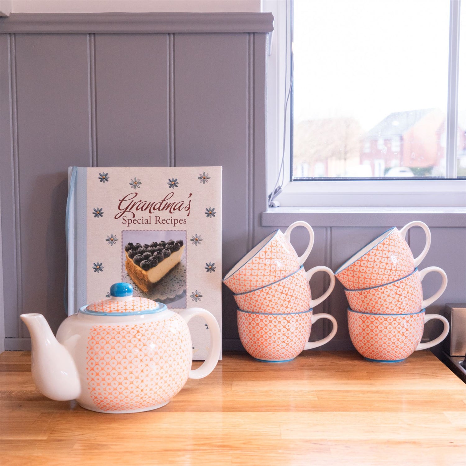 Hand-Printed Teapot - 820ml - Orange