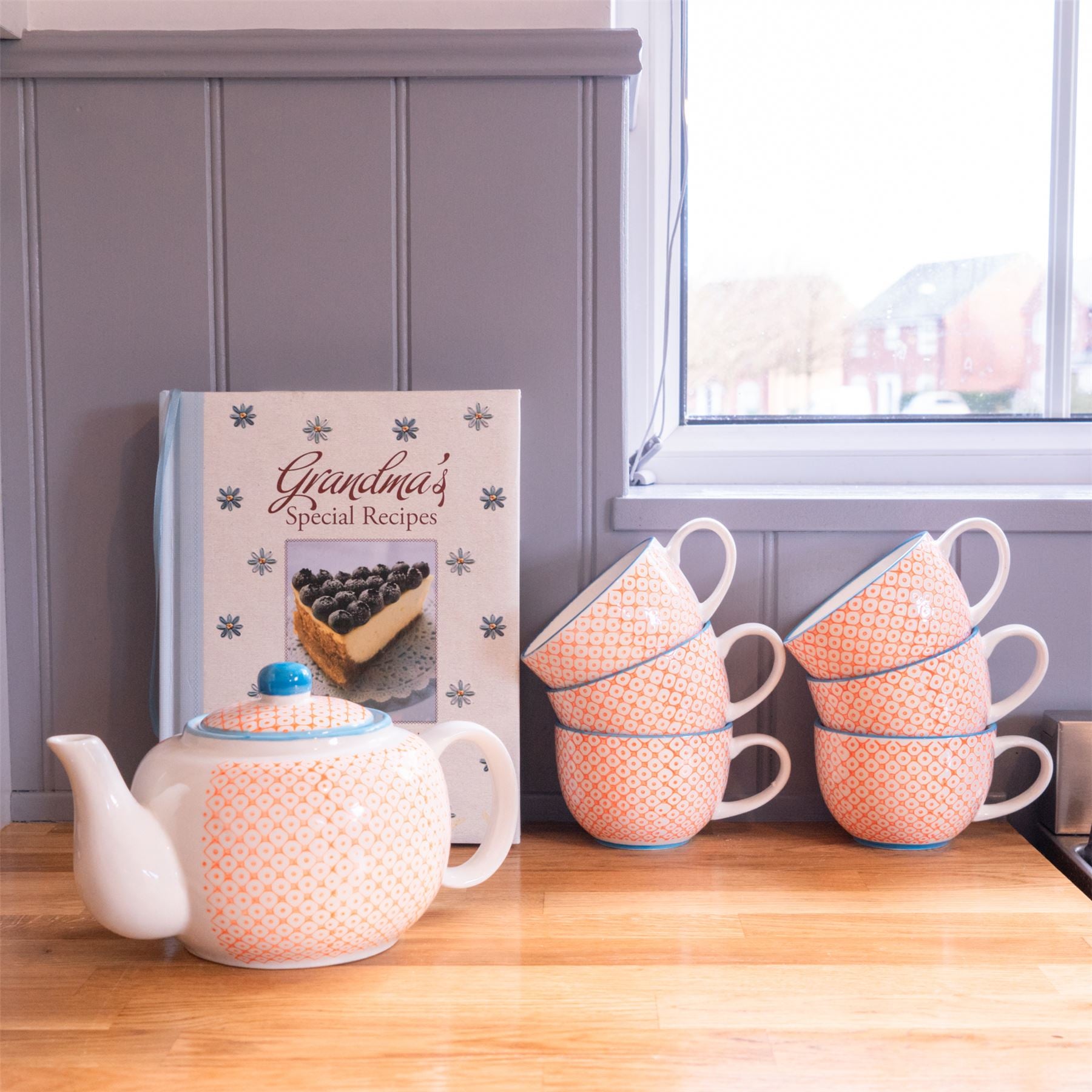 Hand-Printed Teapot - 820ml - Orange