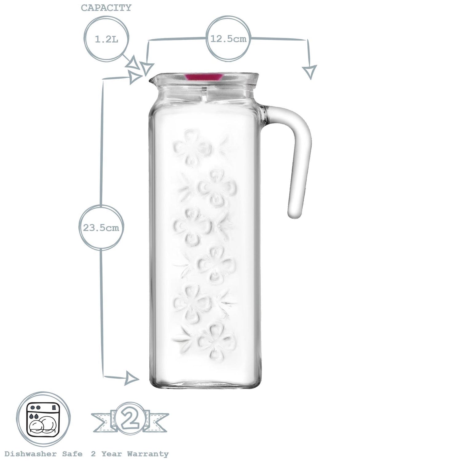 Bloom Decorated Water Jug - 1.2L