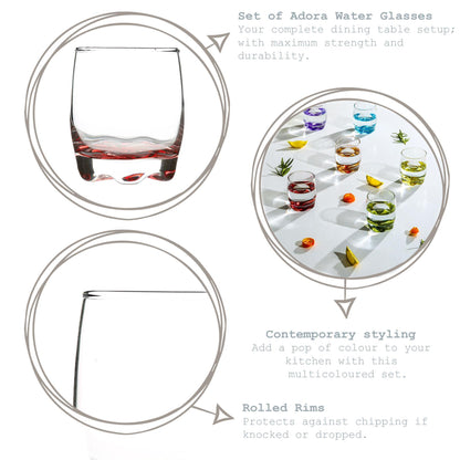 6 Piece Adora Rainbow Whisky Glasses Set - 290ml