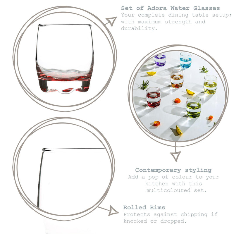 LAV 6 Piece Adora Rainbow Whisky Glasses Set - 290ml